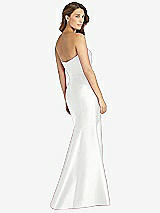 Rear View Thumbnail - White Strapless Draped Bodice Trumpet Gown 