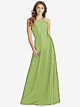 Front View Thumbnail - Mojito Halter Lace-Up A-Line Maxi Dress