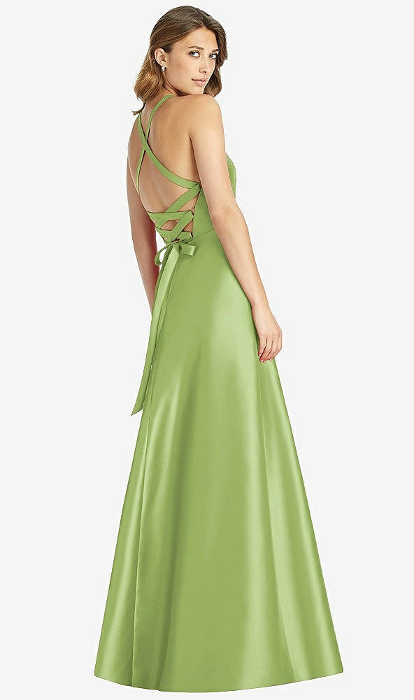 Back View - Mojito Halter Lace-Up A-Line Maxi Dress