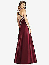 Rear View Thumbnail - Cabernet Halter Lace-Up A-Line Maxi Dress