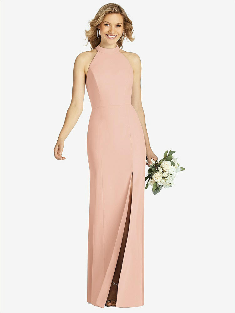 High-neck Halter Bridesmaid Dress With Twist Criss Cross
