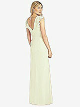 Rear View Thumbnail - Butter Yellow Ruffled Sleeve Mermaid Dress with Front Slit