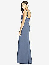 Rear View Thumbnail - Larkspur Blue Flat Strap Stretch Mermaid Dress with Front Slit