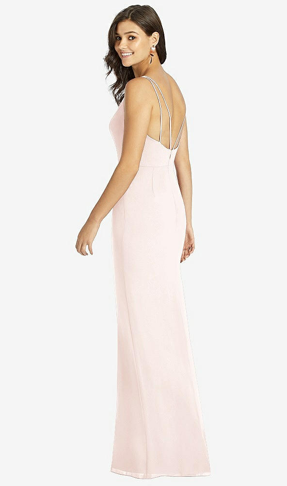 Back View - Blush Keyhole Neck Mermaid Dress with Front Slit