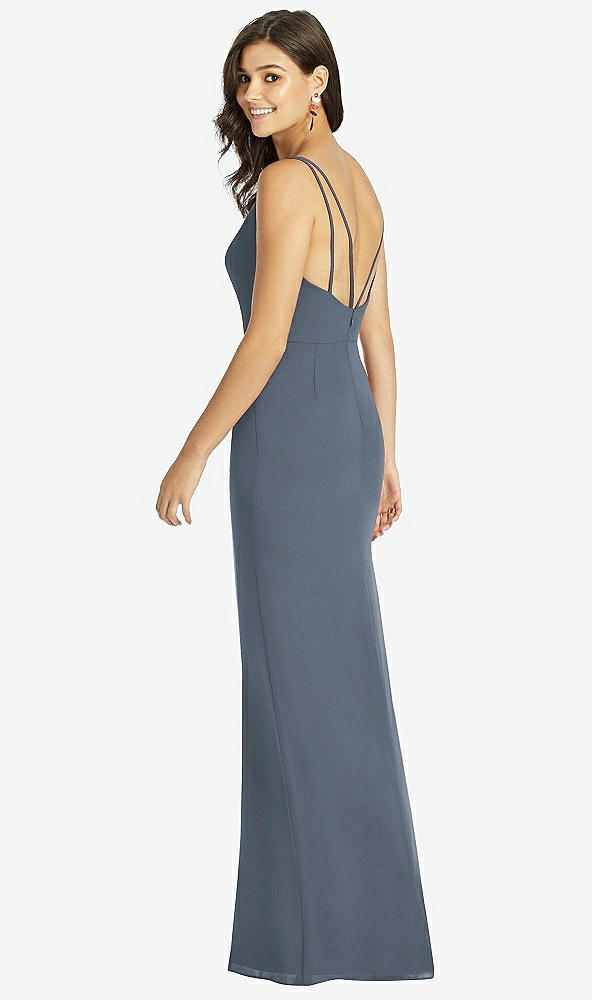 Back View - Silverstone Keyhole Neck Mermaid Dress with Front Slit