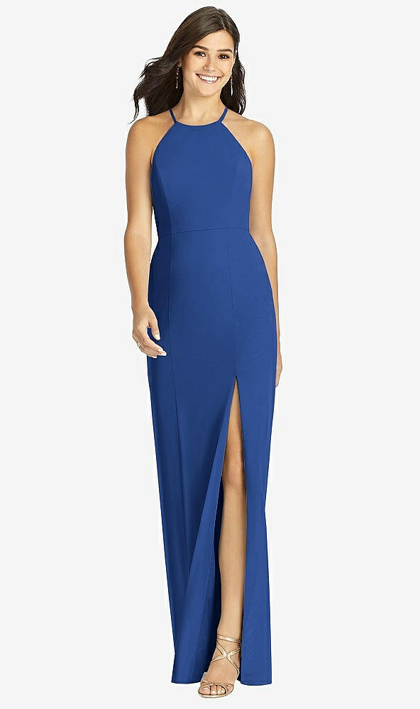 Front View - Classic Blue Sunburst Strap Back Mermaid Dress