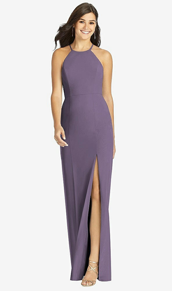 Front View - Lavender Sunburst Strap Back Mermaid Dress