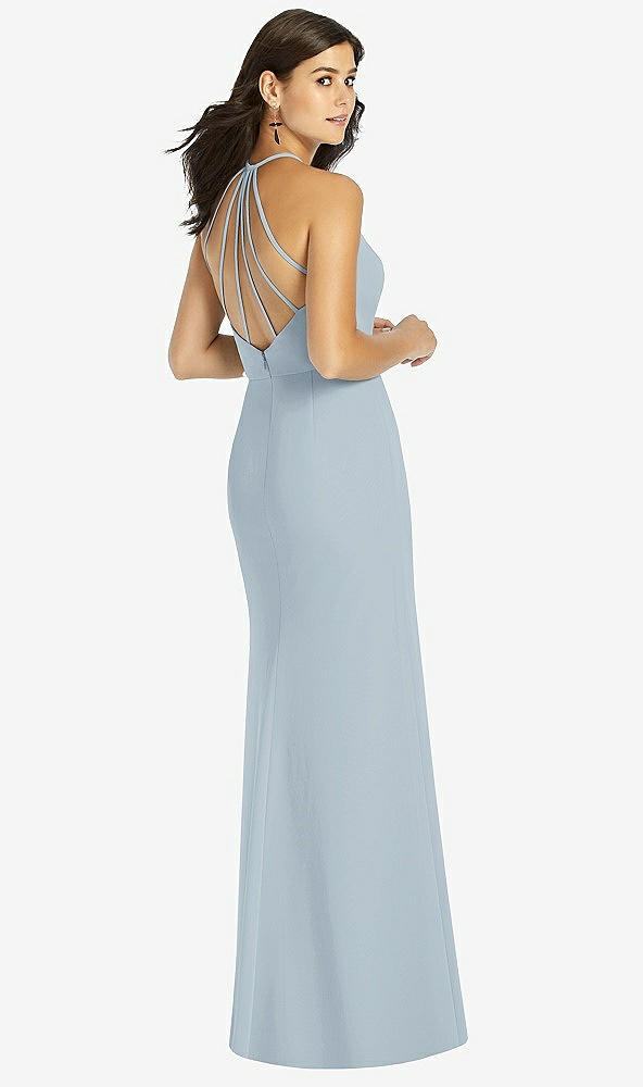 Back View - Mist Sunburst Strap Back Mermaid Dress