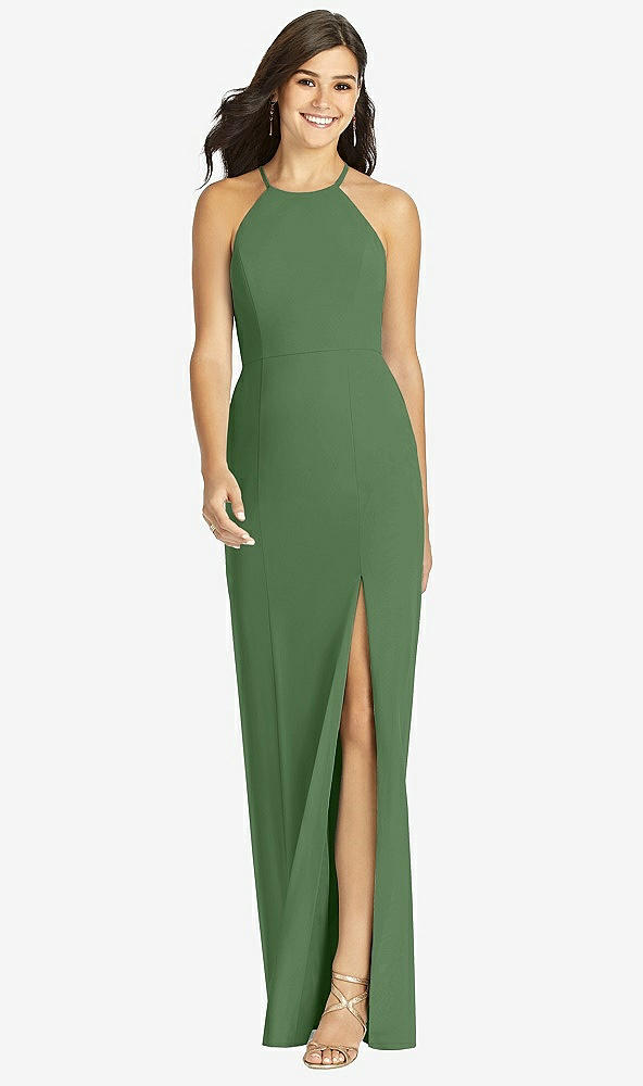 Front View - Vineyard Green Sunburst Strap Back Mermaid Dress