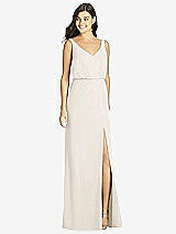 Front View Thumbnail - Ivory Blouson Bodice Mermaid Dress with Front Slit