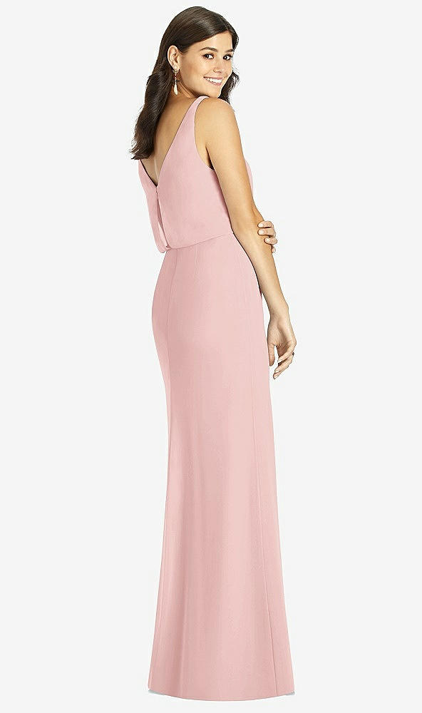 Back View - Rose Blouson Bodice Mermaid Dress with Front Slit