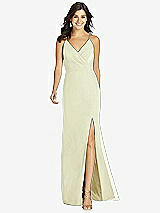 Front View Thumbnail - Butter Yellow Criss Cross Back Mermaid Wrap Dress