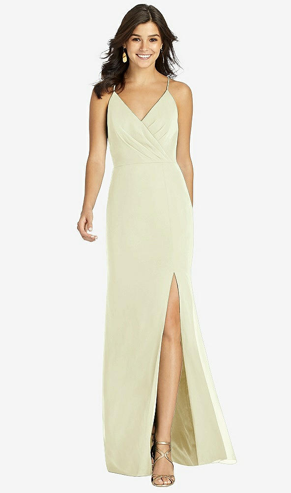 Front View - Butter Yellow Criss Cross Back Mermaid Wrap Dress