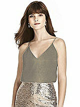 Front View Thumbnail - Mocha Gold After Six Shimmer Bridesmaid Top T1507LS