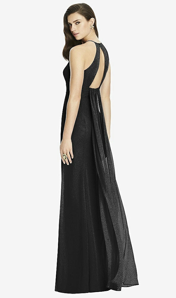 Front View - Black Silver Dessy Shimmer Bridesmaid Dress 2990LS