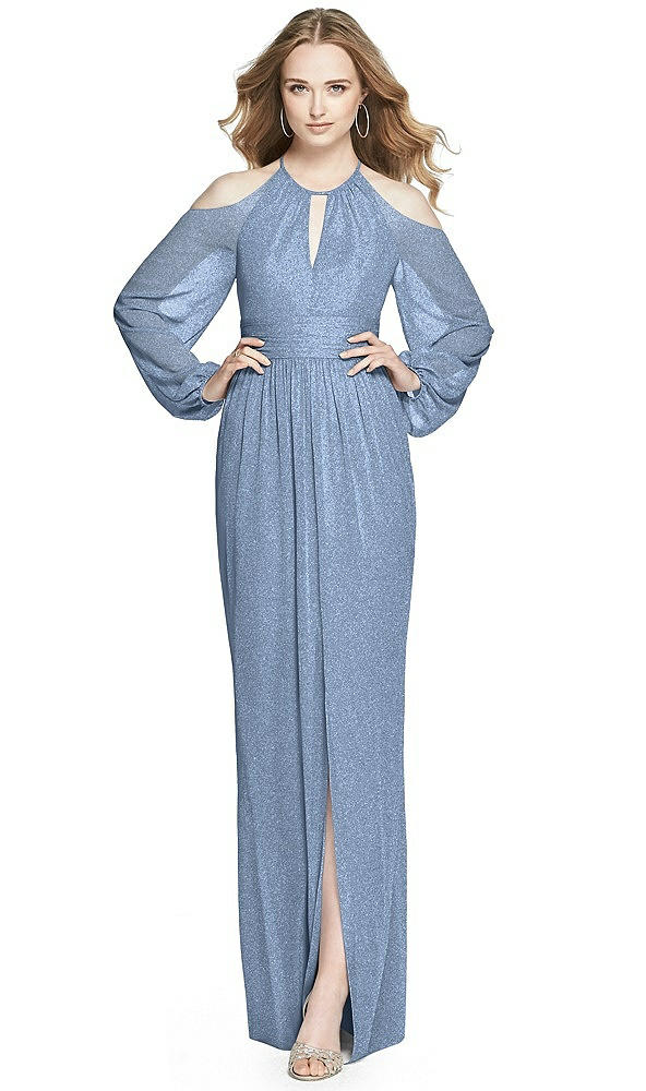Front View - Cloudy Silver Dessy Shimmer Bridesmaid Dress 3018LS