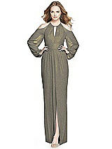 Front View Thumbnail - Mocha Gold Dessy Shimmer Bridesmaid Dress 3018LS