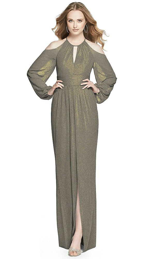 Front View - Mocha Gold Dessy Shimmer Bridesmaid Dress 3018LS