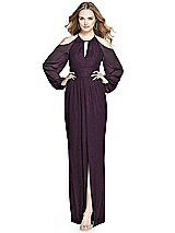 Front View Thumbnail - Aubergine Silver Dessy Shimmer Bridesmaid Dress 3018LS