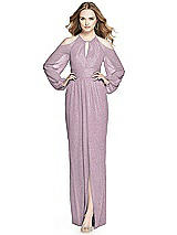 Front View Thumbnail - Suede Rose Silver Dessy Shimmer Bridesmaid Dress 3018LS