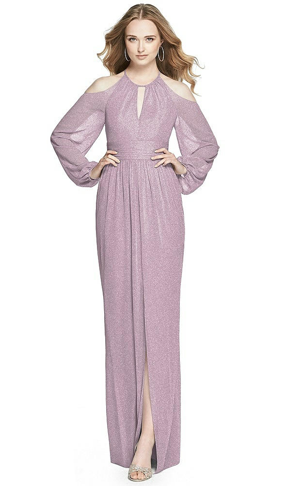Front View - Suede Rose Silver Dessy Shimmer Bridesmaid Dress 3018LS