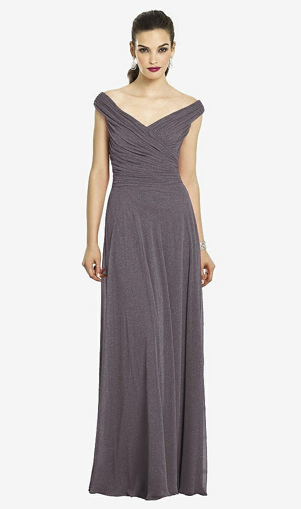 Front View - Stormy Silver After Six Shimmer Bridesmaids Dress 6667LS
