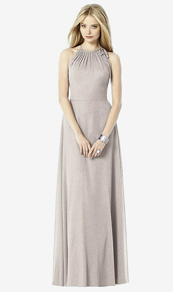 Front View - Taupe Silver After Six Shimmer Bridesmaid Dress 6704LS