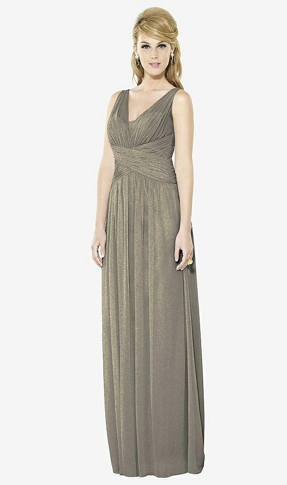 Front View - Mocha Gold After Six Shimmer Bridesmaid Dress 6711LS