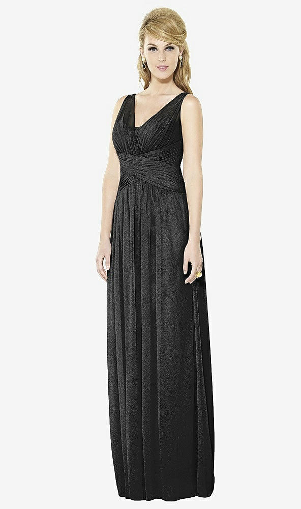 Front View - Black Silver After Six Shimmer Bridesmaid Dress 6711LS
