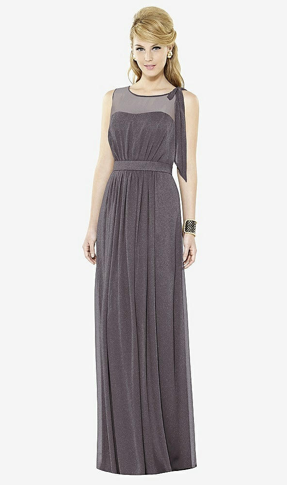 Front View - Stormy Silver After Six Shimmer Bridesmaid Dress 6714LS