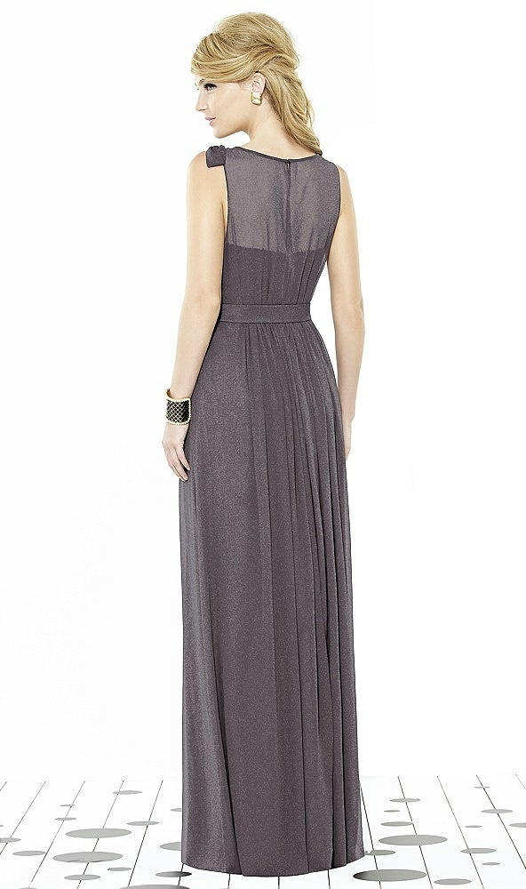 Back View - Stormy Silver After Six Shimmer Bridesmaid Dress 6714LS