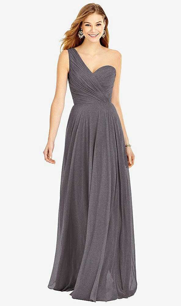 Front View - Stormy Silver After Six Shimmer Bridesmaid Dress 6751LS