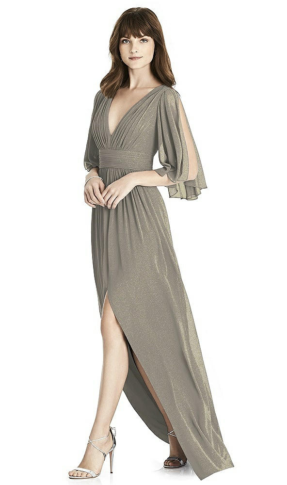 Front View - Mocha Gold After Six Shimmer Bridesmaid Dress 6777LS