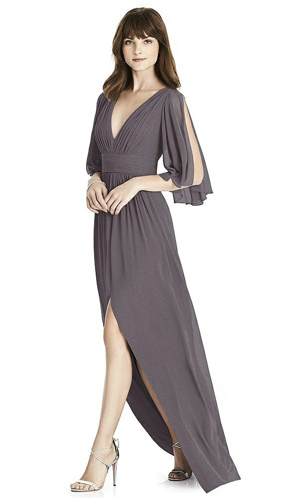 Front View - Stormy Silver After Six Shimmer Bridesmaid Dress 6777LS