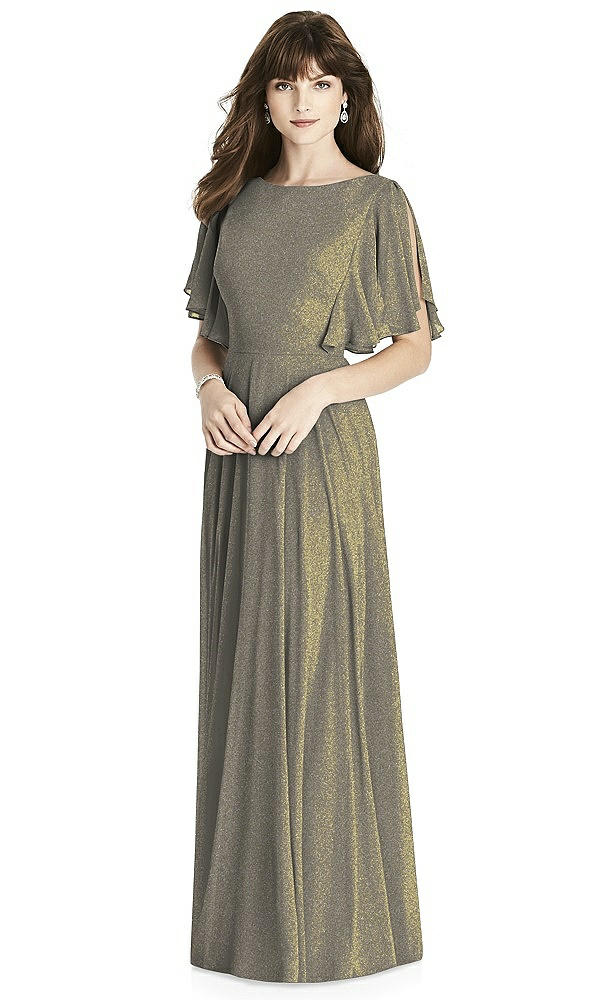 Front View - Mocha Gold After Six Shimmer Bridesmaid Dress 6778LS