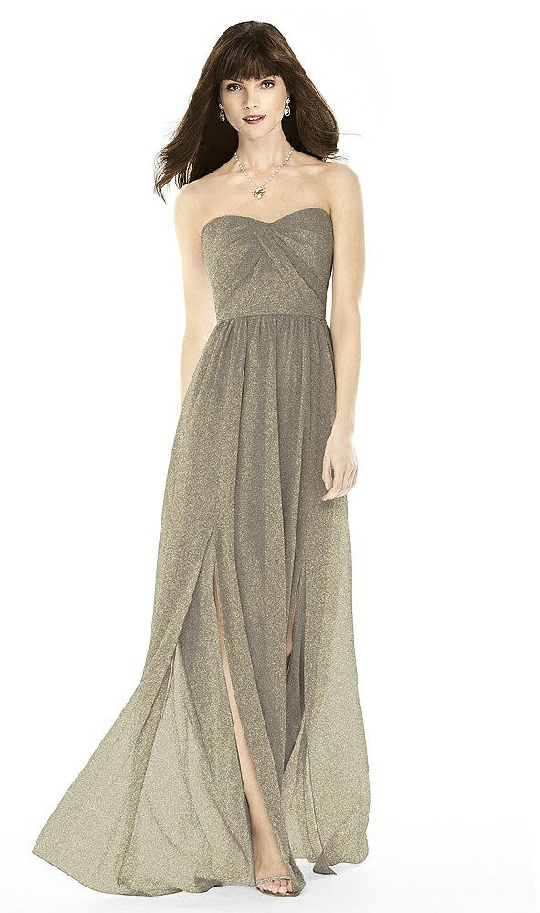 Front View - Mocha Gold After Six Shimmer Bridesmaid Dress 6794LS