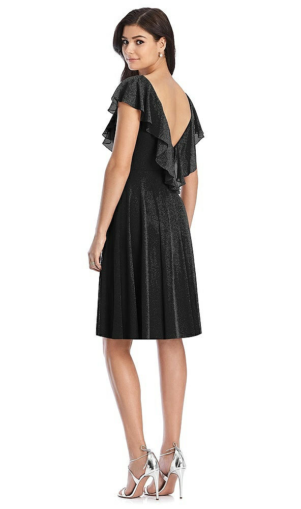 Back View - Black Silver After Six Shimmer Bridesmaid Dress 6796LS