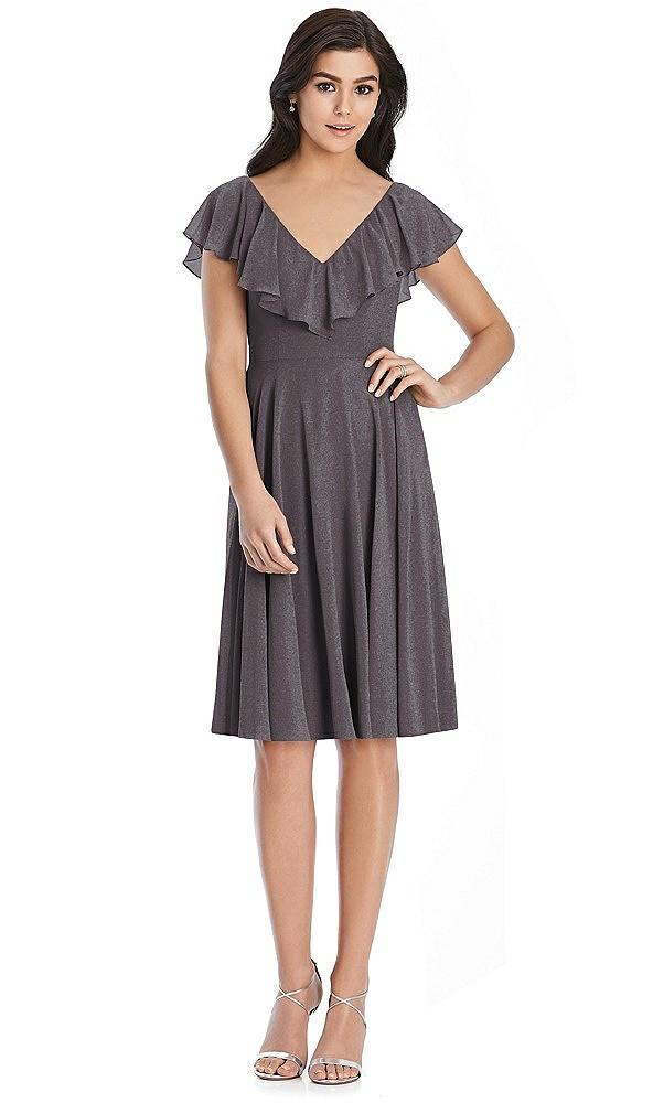Front View - Stormy Silver After Six Shimmer Bridesmaid Dress 6796LS