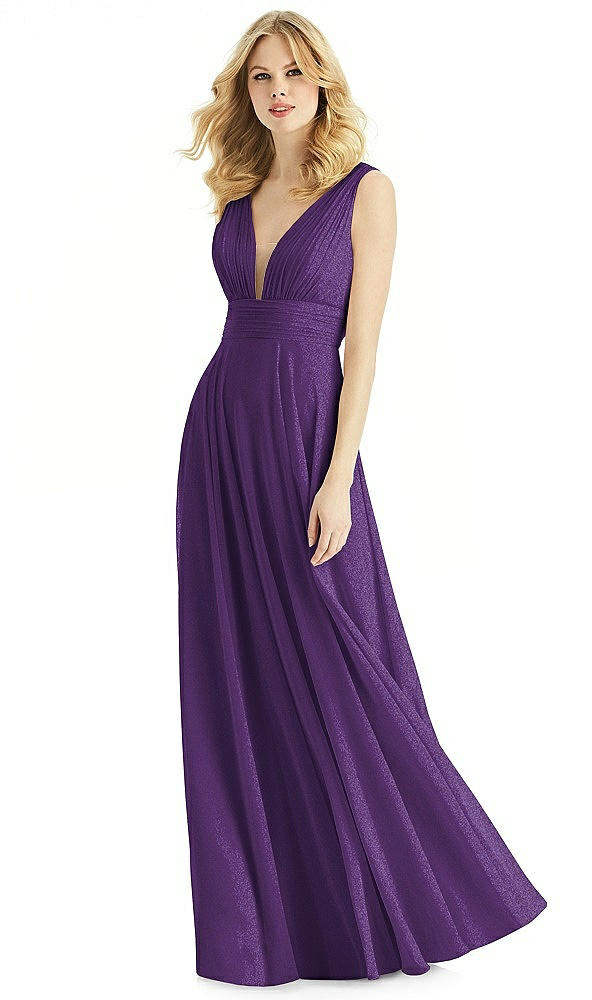 Front View - Majestic Gold & Light Nude Bella Bridesmaids Shimmer Dress BB109LS