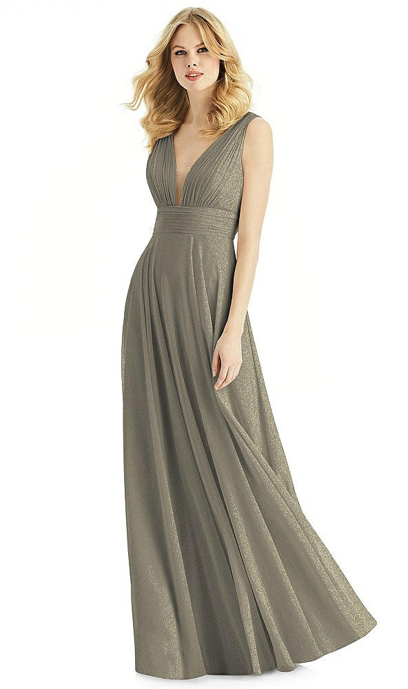 Front View - Mocha Gold & Light Nude Bella Bridesmaids Shimmer Dress BB109LS