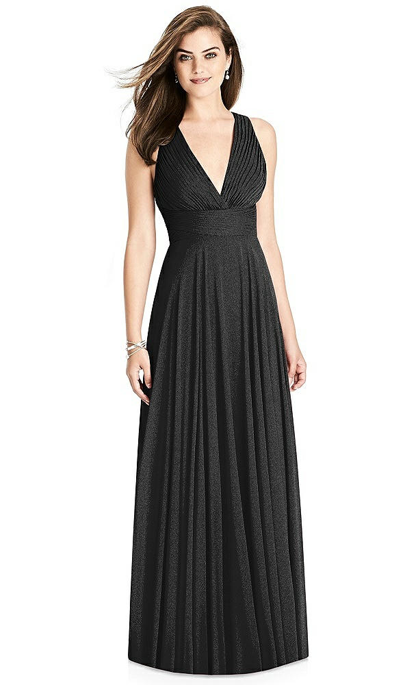 Front View - Black Silver Bella Bridesmaids Shimmer Dress BB117LS