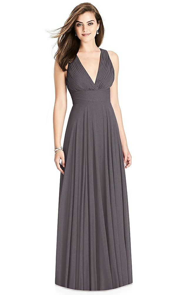 Front View - Stormy Silver Bella Bridesmaids Shimmer Dress BB117LS