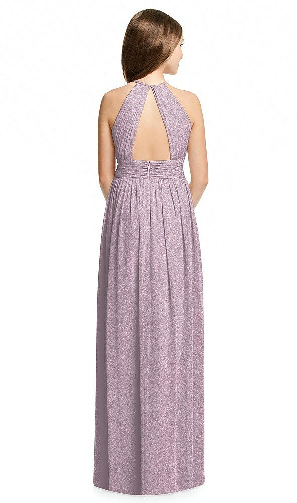 Back View - Suede Rose Silver Dessy Shimmer Junior Bridesmaid Dress JR539LS