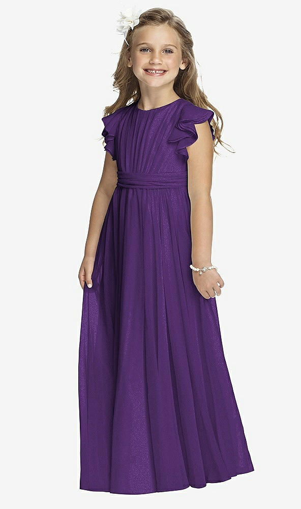 Front View - Majestic Gold Flower Girl Shimmer Dress FL4038LS