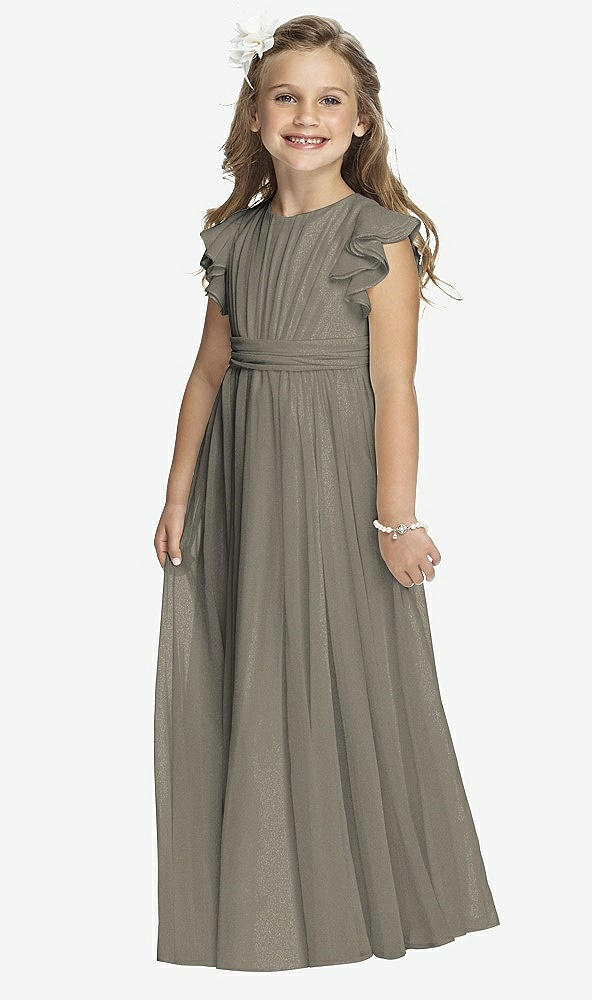 Front View - Mocha Gold Flower Girl Shimmer Dress FL4038LS