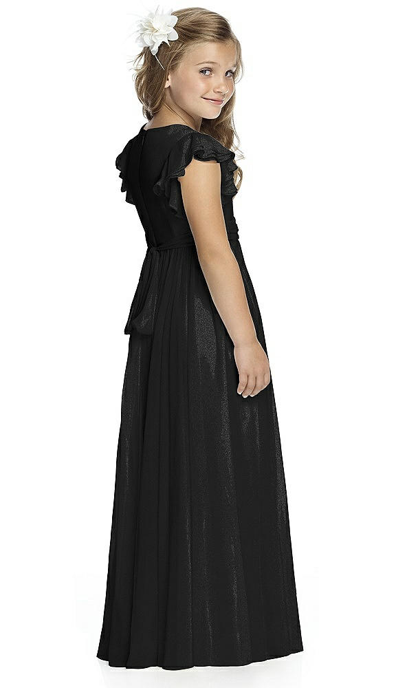 Back View - Black Silver Flower Girl Shimmer Dress FL4038LS