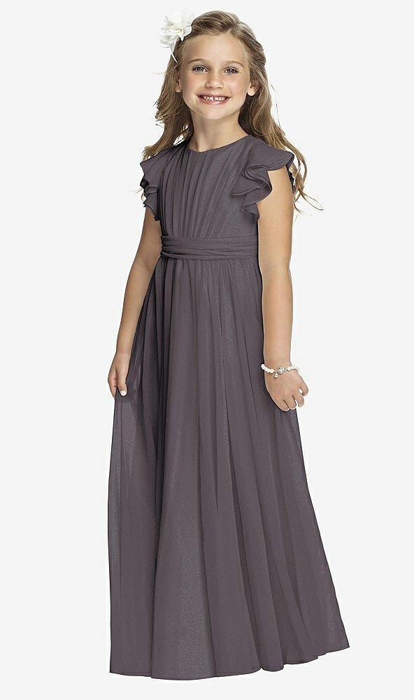 Front View - Stormy Silver Flower Girl Shimmer Dress FL4038LS