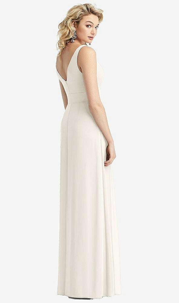Back View - Ivory Sleeveless Pleated Skirt Maxi Dress with Pockets