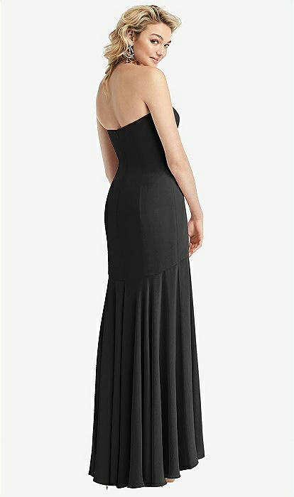 Strapless Sheer Crepe High-low Bridesmaid Dress In Black