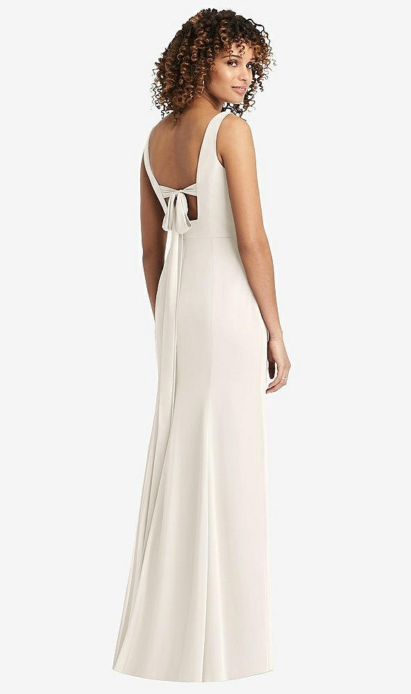 Front View - Ivory Sleeveless Tie Back Chiffon Trumpet Gown